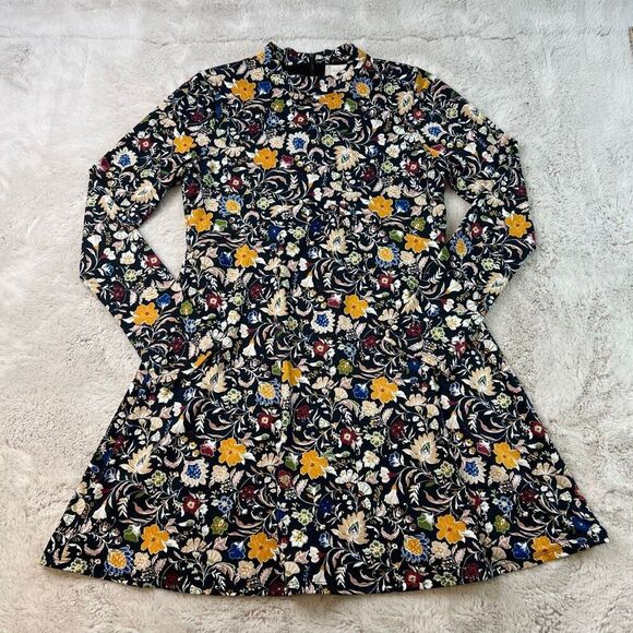 Altard State Long Sleeve Floral Boho Mini Dress Size Medium Fall Stretchy Short - Picture 2 of 12